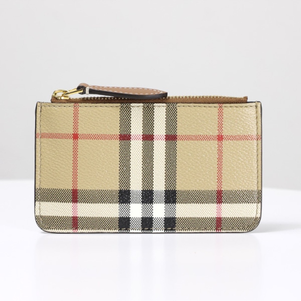 Burberry Tan and Black Key Coated Canvas Card Holder